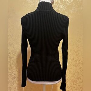 Black Ribbed Turtleneck Sweater